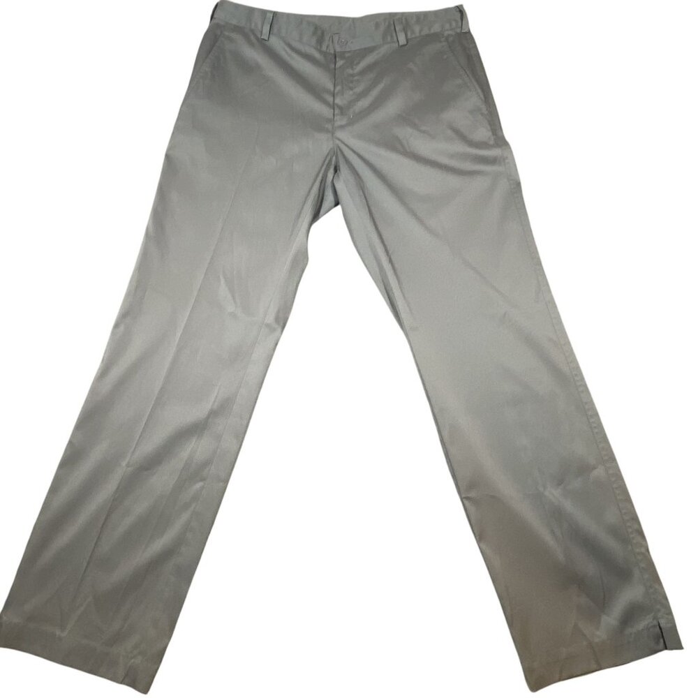 Nike Mens Gray Flat-Front Golf Pants Size 35x32 Polyester Comfortable & Stylish